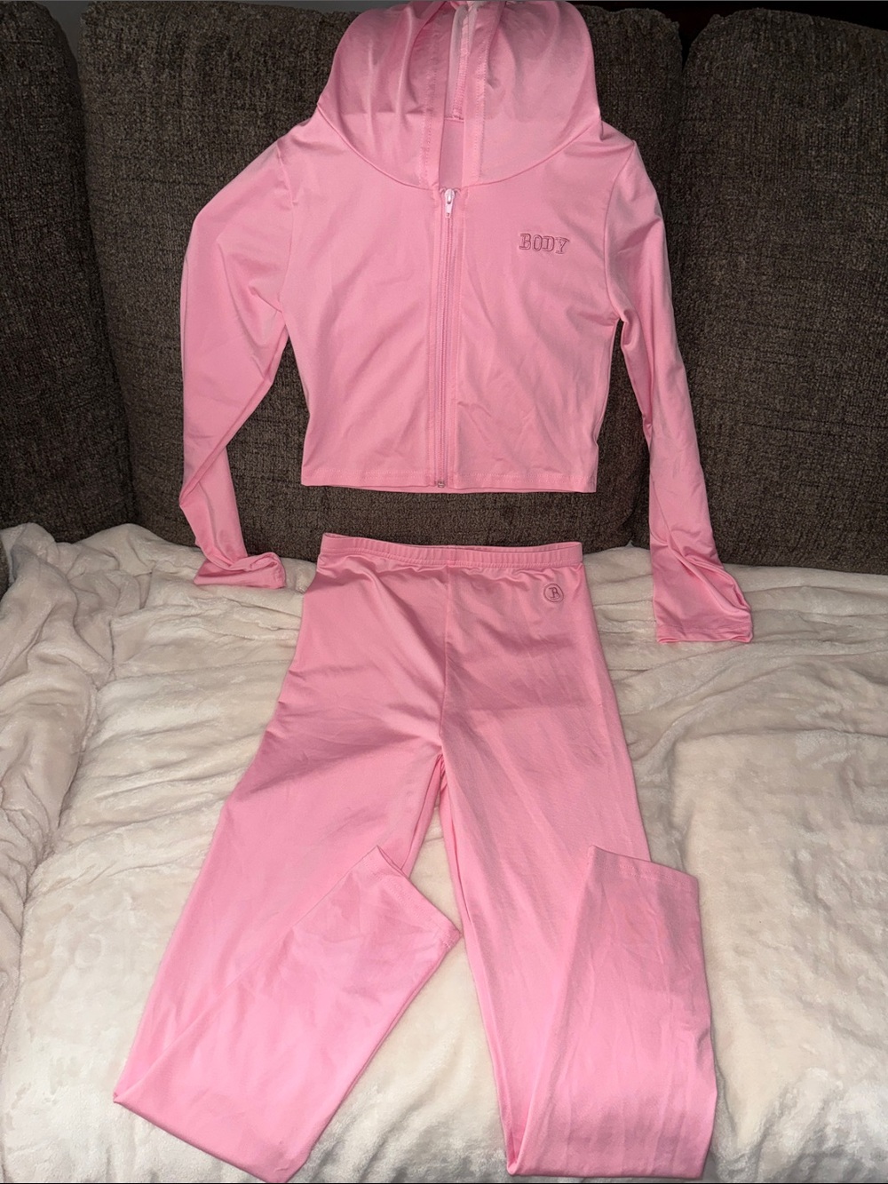 Pink Two-Piece Hooded Matching Set